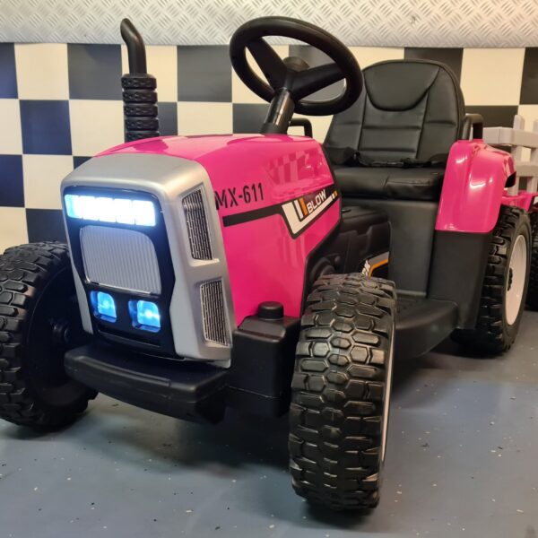 Children's tractor 12 volts with trailer pink