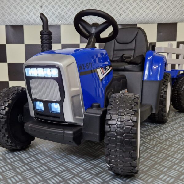 Electric toy tractor 12 volts with trailer and RC blue